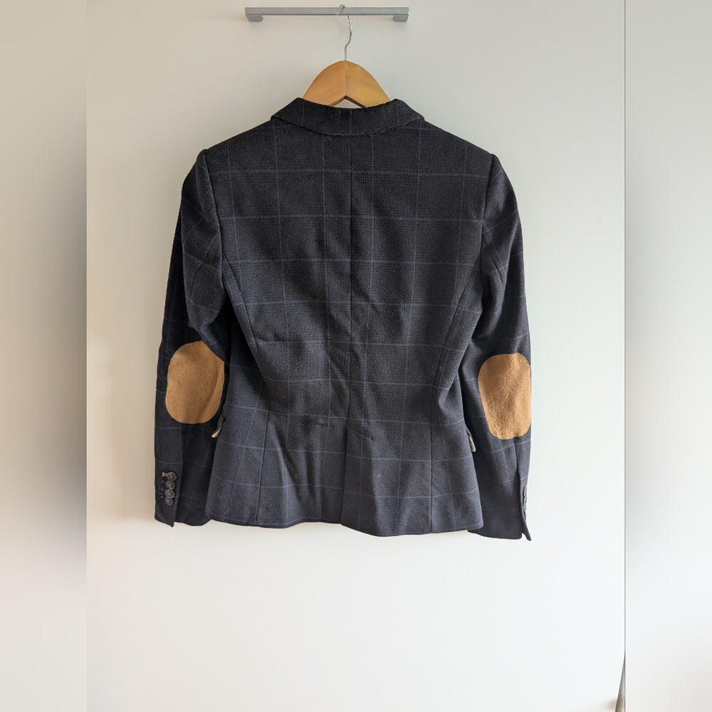 Zara Checkered Blazer with Tan Elbow Patches